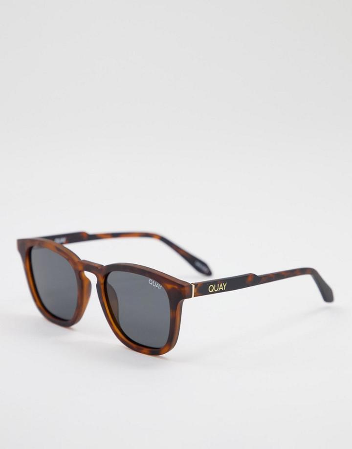 Quay Jackpot Unisex Round Sunglasses In Tort With Smoke Lens-brown