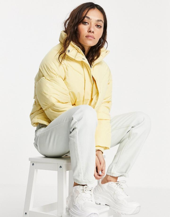 Topshop Padded Puffer Jacket In Yellow
