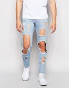 Brooklyn Supply Co Skinny Jeans Cut Out Bleach Wash - Blue
