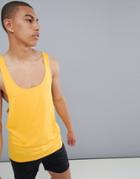 Asos 4505 Tank With Extreme Racer Back And Quick Dry In Yellow - Yellow