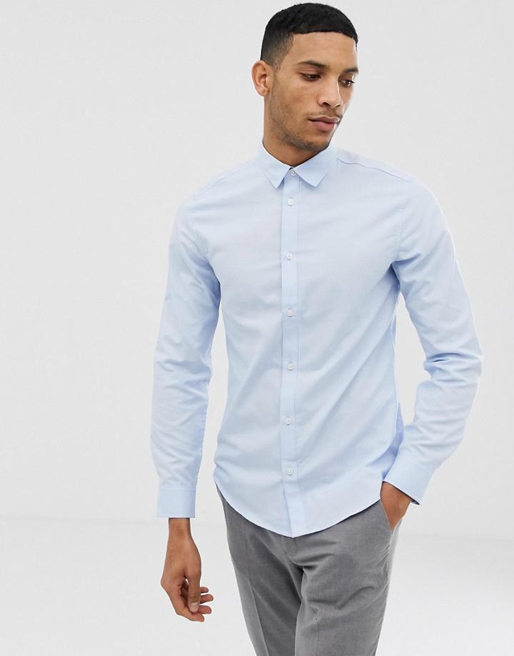 Only & Sons Slim Oxford Shirt-blue