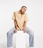 Reclaimed Vintage Inspired Short Sleeve Oxford Shirt In Sand-neutral