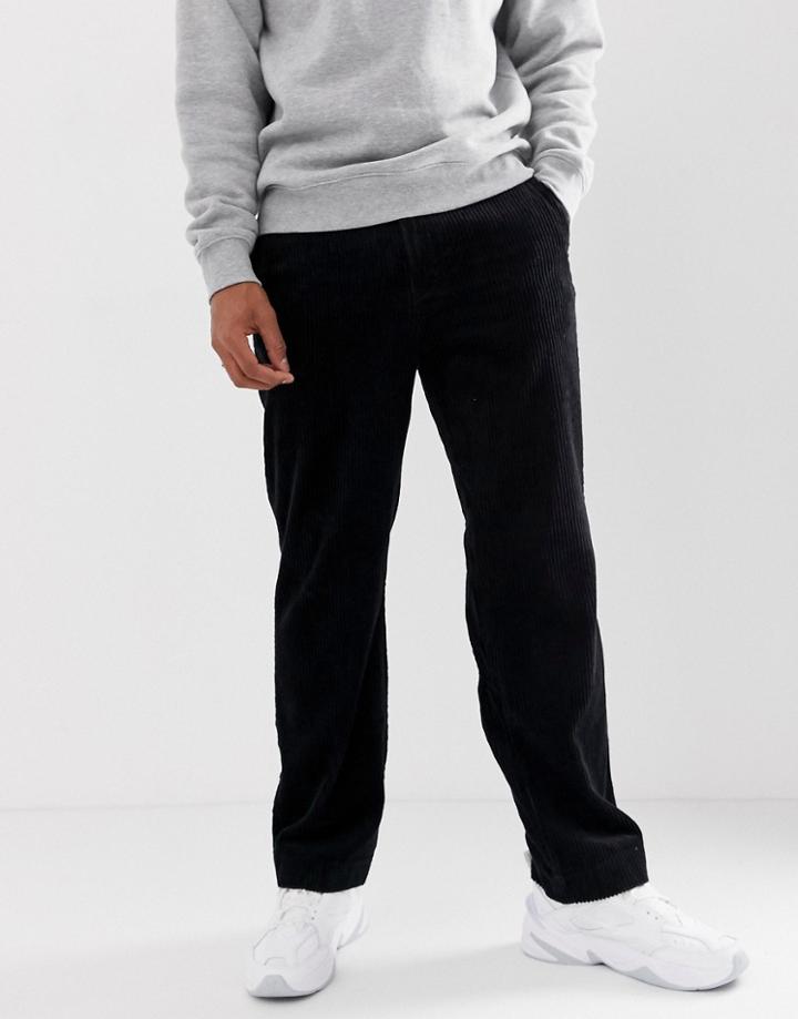 Weekday Pinewood Cord Chinos In Black - Blue