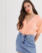 Asos Design Button Through Top In Broderie-no Color