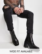 Asos Design Heeled Chelsea Boots With Angled Toe-black