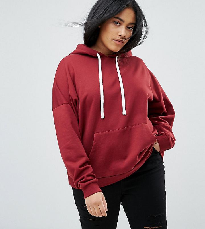 Asos Curve Boxy Hoodie - Red