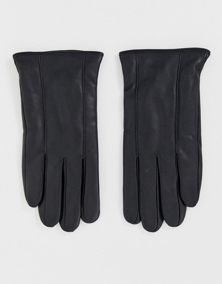 Barneys Original Leather Touchscreen Gloves In Black