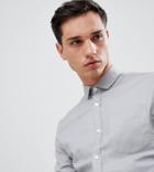 Asos Design Tall Slim Oxford Shirt In Gray - Silver