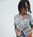 Reclaimed Vintage Inspired Tie Front Cropped Shirt - Multi