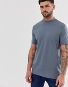 Asos Design Organic T-shirt With Turtleneck In Gray - Gray