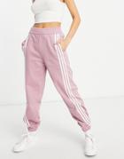 Adidas Originals 3 Stripe Sweatpants In Mauve-pink