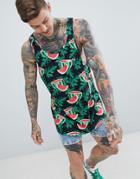 Roadies Od 66 Oversized Watermelon Print Tank - Black