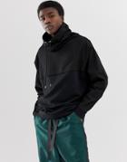 Asos Design Oversized Sweatshirt With Woven Slouch Neck In Black - Black