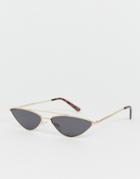 River Island Slim Cateye Sunglasses In Black-silver