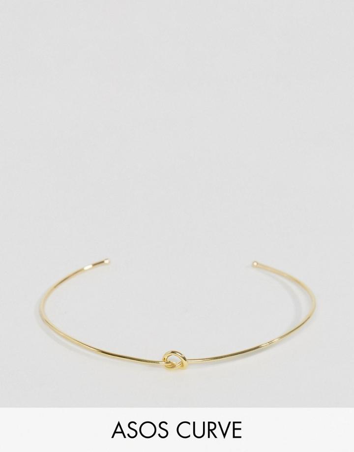 Asos Curve Gold Plated Sterling Silver Knot Cuff Bracelet - Gold