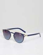 Black Phoenix Sunglasses With Gold Bar Detail - Navy