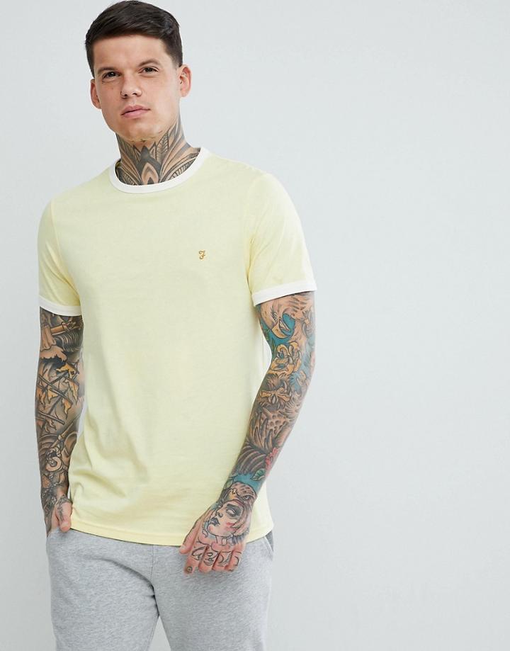 Farah Groves Slim Fit Ringer T-shirt In Yellow - Yellow
