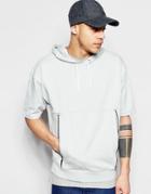 Asos Short Sleeve Oversized Hoodie With Zip Pockets - Gray Marl