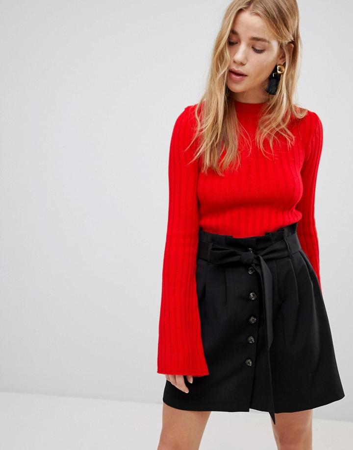 Nobody's Child Sweater In Skinny Rib - Red