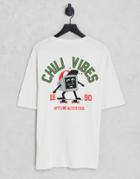 Jack & Jones Originals Oversized T-shirt With Chill Vibes Back Print In Beige-neutral