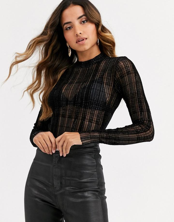 Y.a.s High Neck Check Long Sleeve Top