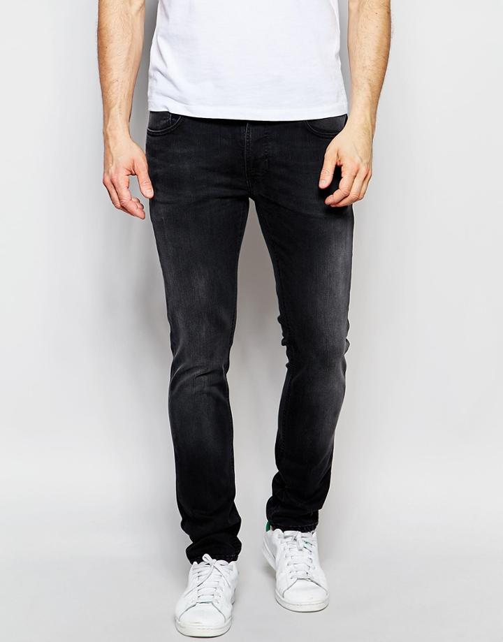 Nudie Jeans Thin Finn Slim Fit Black Brutus Washed Out - Black Brutus