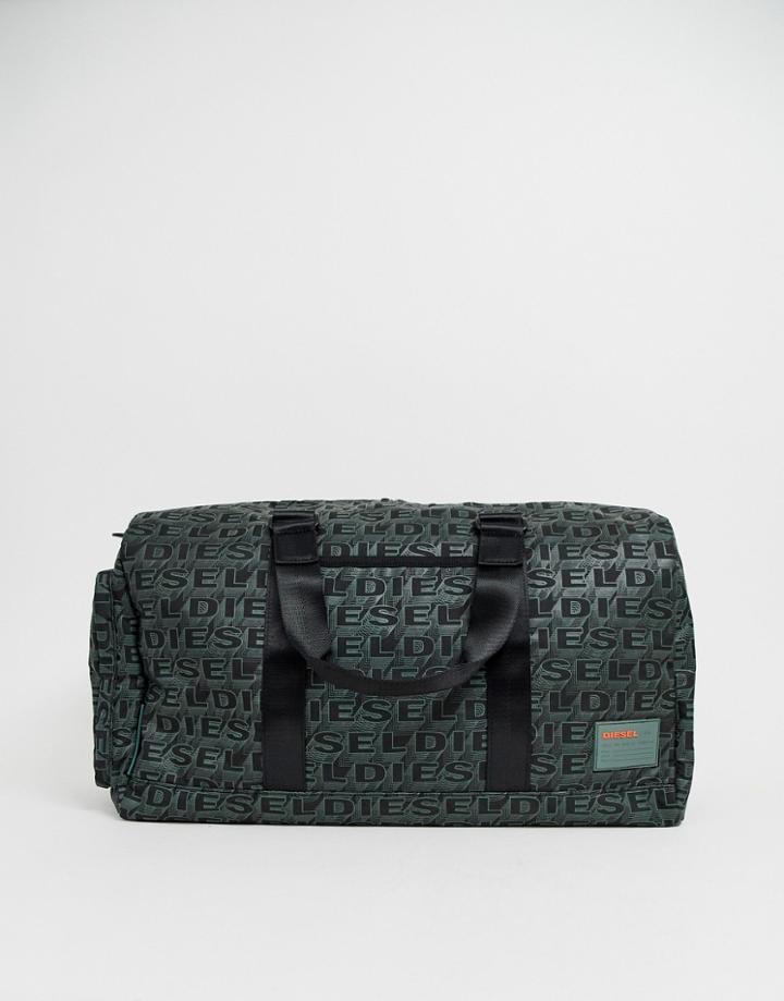 Diesel Logo Duffle Bag In Black - Black