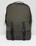 Asos Design Backpack In Khaki With Double Strap Pocket - Green