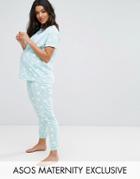 Asos Maternity Star T-shirt And Legging Set - Green