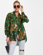 Never Fully Dressed Balloon Sleeve Shirt In Tropical Print - Part Of A Set-multi