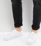 Asos Wide Fit Lace Up Sneakers In White Mesh - White