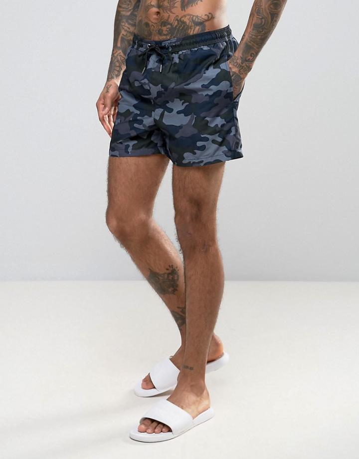 Jack & Jones Swim Shorts In Camo - Black
