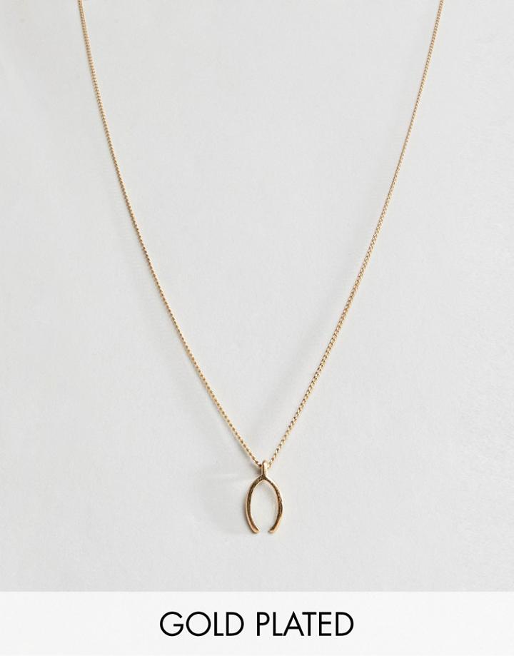 Pilgrim Gold Plated Wishbone Necklace - Gold