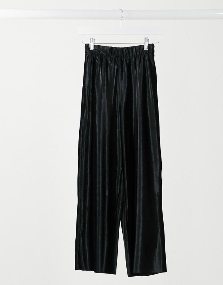 Asos Design Culotte Pant In Velour In Black
