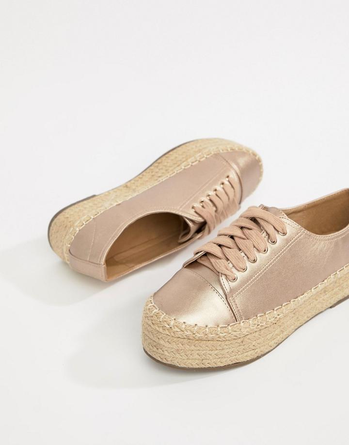Glamorous Metallic Flatform With Straw Heel-gold