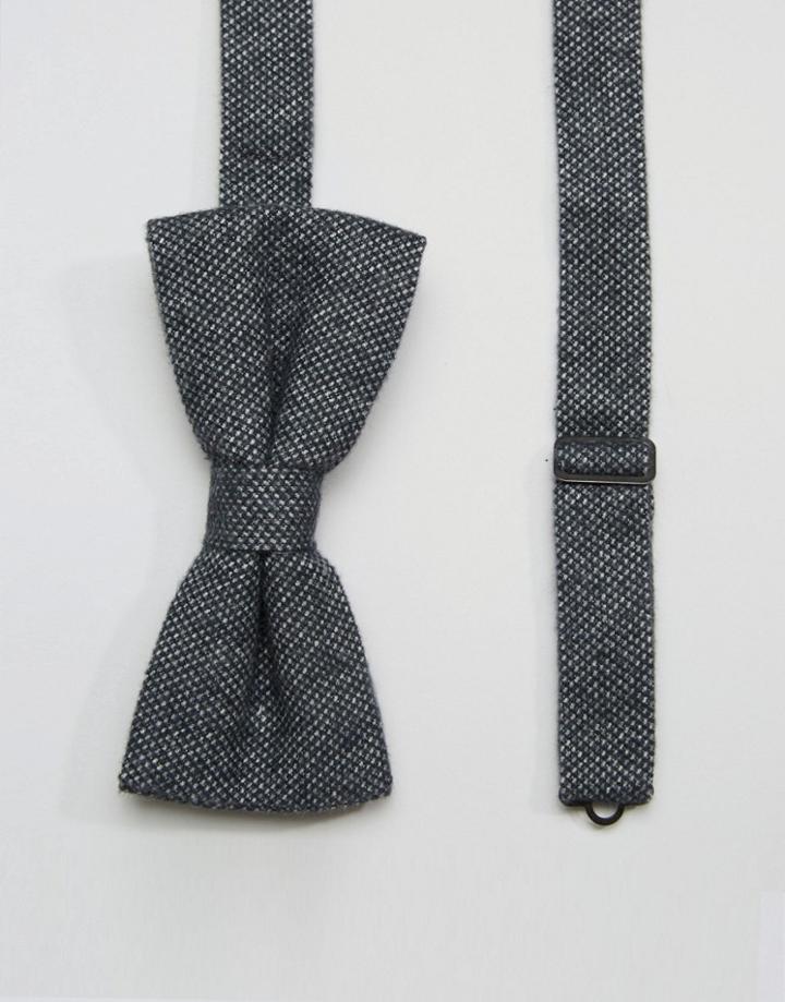 Noose & Monkey Melton Bow Tie Made In Italy - Black