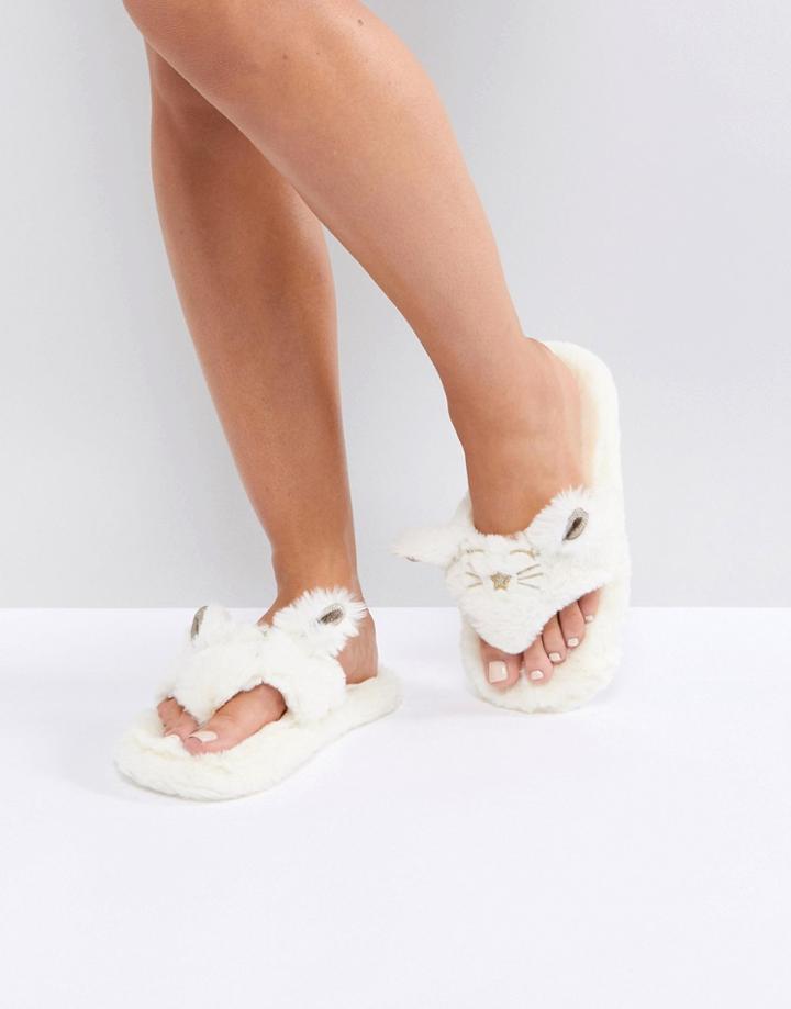 New Look Cat Flip Flop Slipper - White