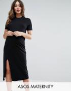 Asos Maternity Ultimate T-shirt Dress With Front Split - Green