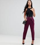 Asos Petite Tapered Pants With D-ring - Purple