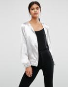 Vila Metallic Satin Bomber - Silver