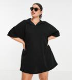 Lola May Plus Mini Polo Shirt Dress-black