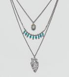 Sacred Hawk Turquoise Stone Layering Necklace Pack - Silver