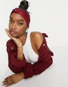 Kaz Bands Headband With Twist Knot In Red Satin