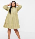 Influence Plus Tiered Hem Shirt Dress In Khaki-green