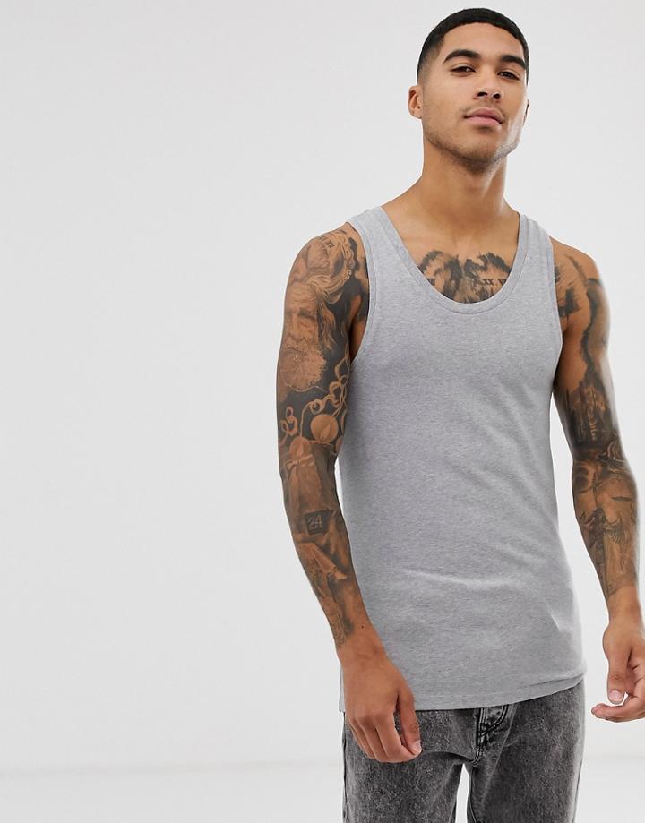 Asos Design Muscle Tank In Gray Marl