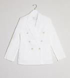 Asos Design Petite Split Sleeve Suit Blazer In Texture-white
