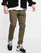 Only & Sons Slim Fit Chinos With Cuff And Drawstring Waist In Light Green