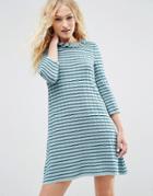 Asos Swing Dress In Knit With Metallic Stripe - Multi