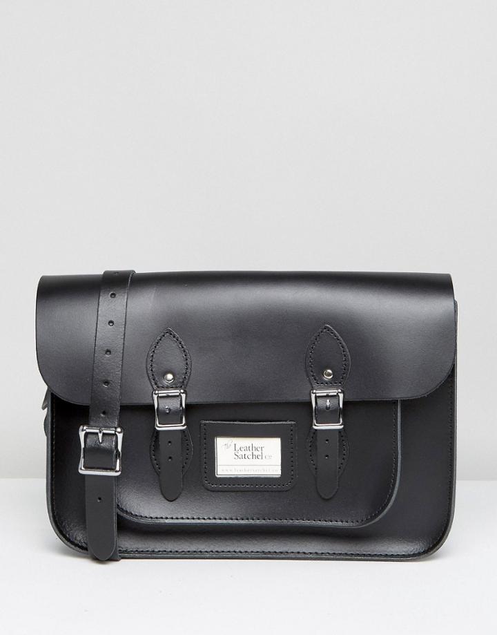 Leather Satchel Company 14 Inch Satchel In Black - Black