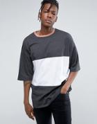 Asos Super Oversized T-shirt With Cut And Sew Panels And Contrast Ringer - White